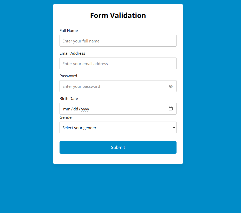 Image of form validation project